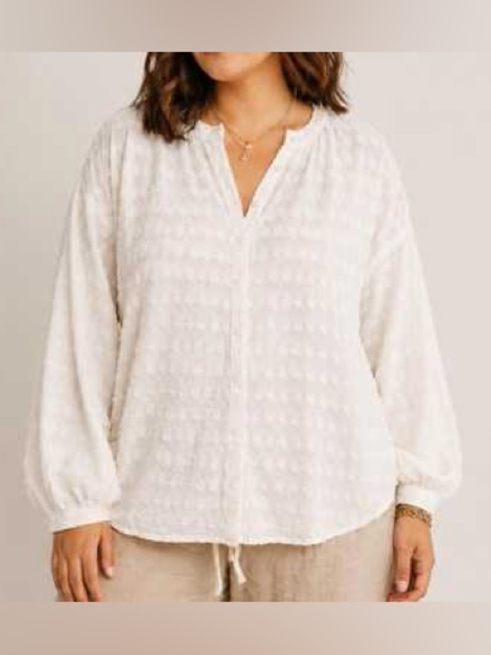 Anthropologie 100% Cotton Textured Peasant Blouse Long-Sleeve Medium